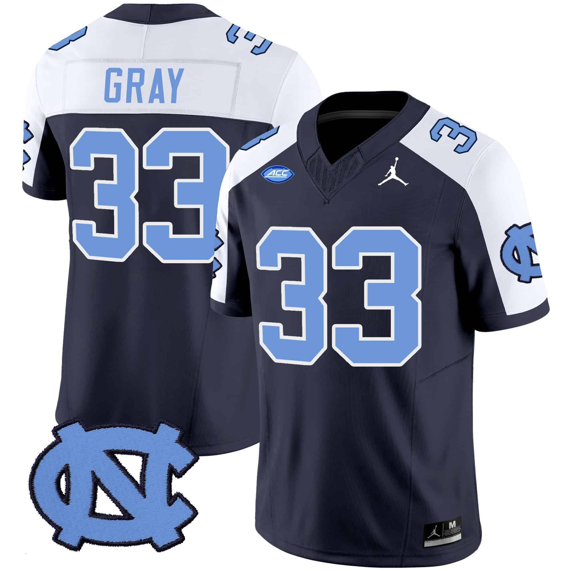 Men North Carolina Tar Heels #33 Gray Drak Blue 2024 Vapor Limited NCAA Jersey